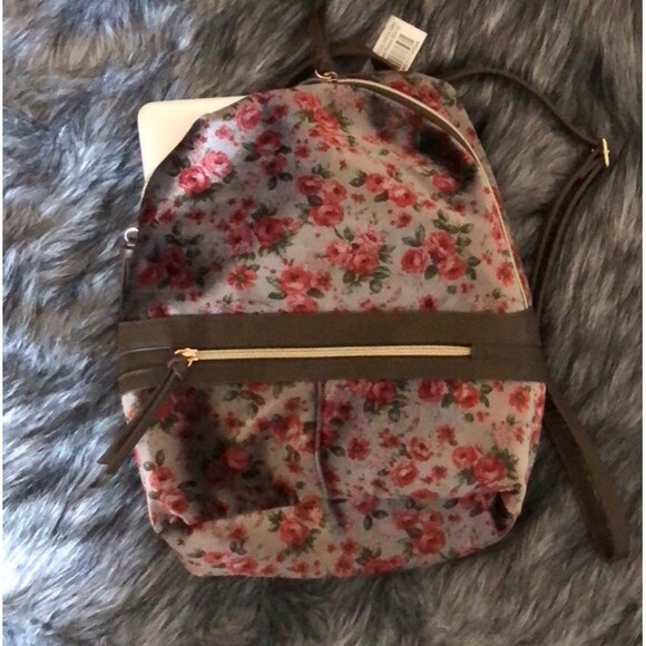 Super cute Grey Velvet Floral Backpack main image 4